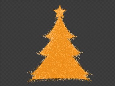 Png veya şeffaf arkaplanda izole edilmiş yıldızlı altın parçacıkları Noel ağacı. Yeni yıl, doğum günleri ve lüks kartlar için grafiksel kaynaklar. Vektör illüstrasyonu 