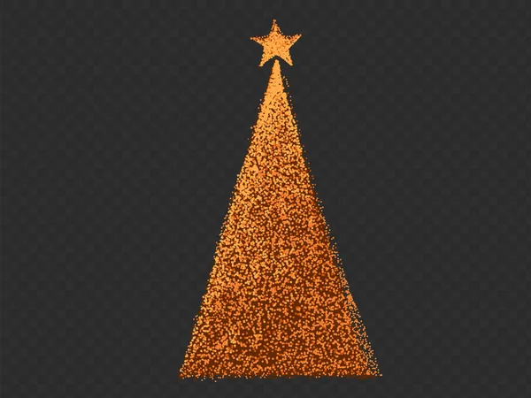 Золотой Блеск Частицы Рождественская Елка Звездой Изолированы Png Прозрачный Фон — стоковый вектор