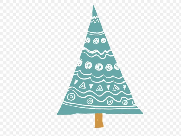 Pincel Desenhado Mão Traço Árvore Natal Com Estrela Isolada Png — Vetor de Stock