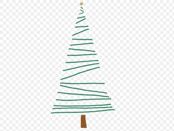 Cepillo Dibujado Mano Árbol Navidad Con Estrella Aislada Png Fondo — Vector de stock