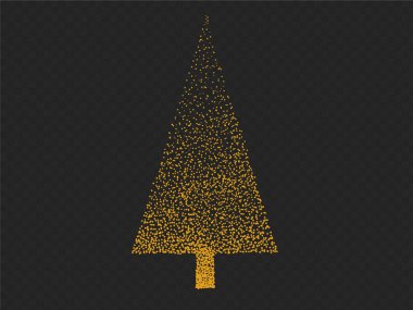 Png veya şeffaf arkaplanda izole edilmiş yıldızlı altın parçacıkları Noel ağacı. Yeni yıl, doğum günleri ve lüks kartlar için grafiksel kaynaklar. Vektör illüstrasyonu 