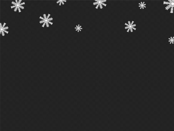 白色的扁平雪花从顶部飘落 圣诞装饰在平整或透明的背景上被隔离 文字空间 销售横幅模板 插图矢量 — 图库矢量图片