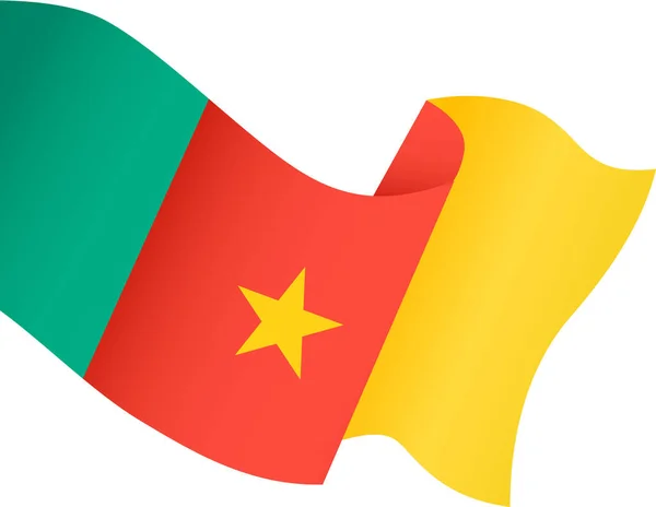 Bandera Camerún Ondeando Sobre Fondo Blanco — Vector de stock