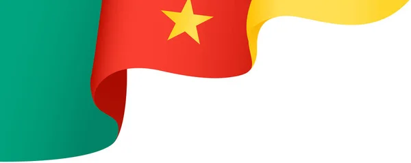 Kamerun Zászló Repülő Fehér Háttér — Stock Vector