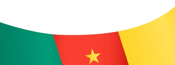Kamerun Zászló Repülő Fehér Háttér — Stock Vector