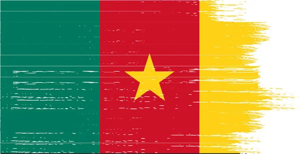 Флаг Камеруна Текстурой Кисти Белом Фоне — стоковый вектор