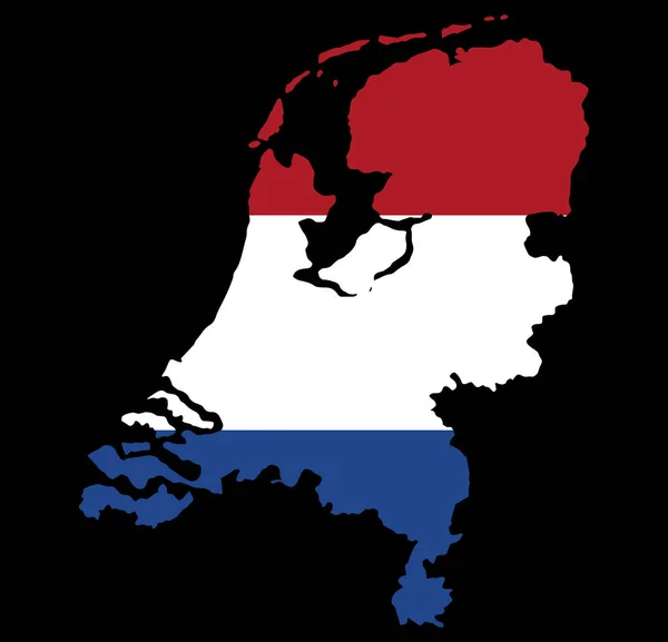 透明な背景の地図上のオランダの旗 — ストックベクタ
