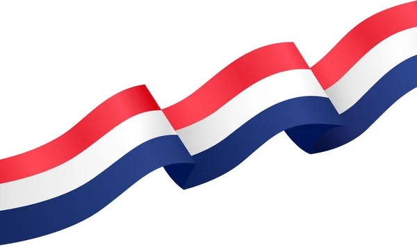 Niederländische Flagge Weht Auf Weißem Hintergrund — Stockvektor