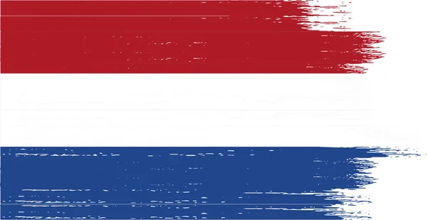 Flaga Holandii Farbą Pędzelkową Teksturowana Białym Tle — Wektor stockowy