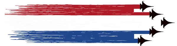 Голландський Прапор Бойовими Реактивними Літаками — стоковий вектор