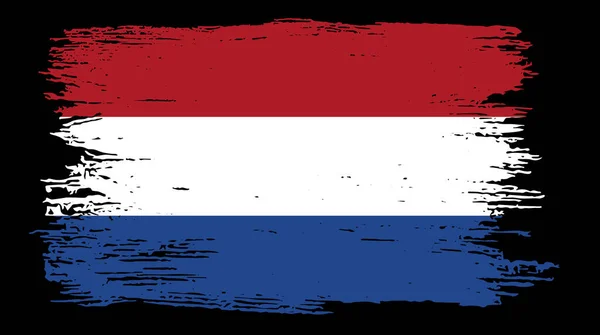 Bandera Holanda Con Pintura Pincel Texturizada Sobre Fondo Blanco — Archivo Imágenes Vectoriales