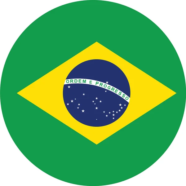 Κουμπί Σημαία Βραζιλίας Λευκό Φόντο Εικονογράφηση Υφή Φόντου Σύμβολα Της — Διανυσματικό Αρχείο
