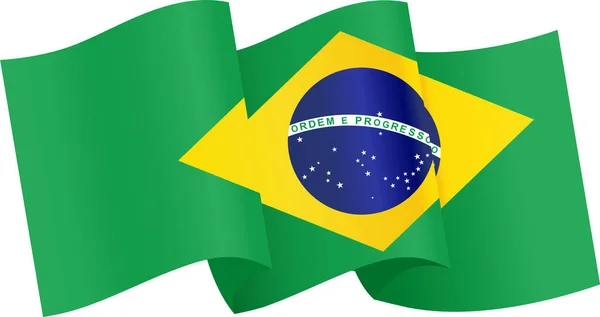 Viftande Flagga Brasilien Isolerad Png Eller Transparent Bakgrund Symbol För — Stock vektor