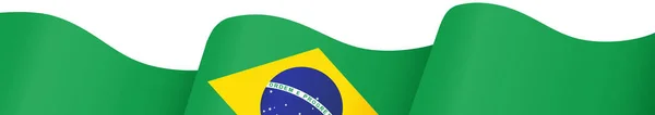 Bandera Ondeando Brasil Aislado Png Fondo Transparente Símbolo Brasil Plantilla — Vector de stock