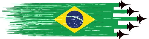ブラジルのシンボルは バナー カード プロモーション ポスター ベクトル トップウィンスポーツ国のためのテンプレート Pngまたは透明上に隔離された軍事戦闘機とブラジルの旗 — ストックベクタ