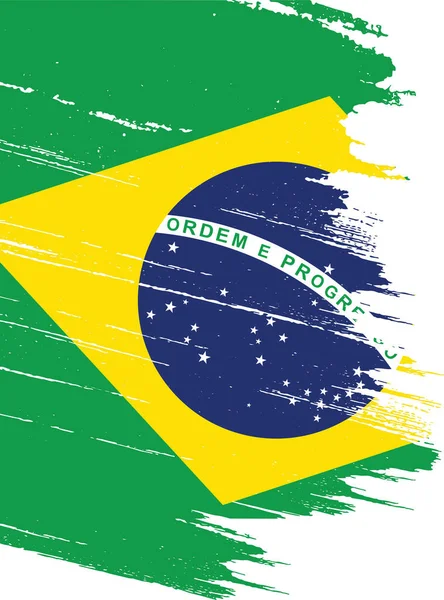 Drapeau Brésil Avec Peinture Pinceau Texturé Isolé Sur Fond Png — Image vectorielle
