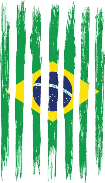 巴西国旗 带有笔墨纹理 在粉红色或透明的背景上隔离 符号巴西 横幅模板 顶级体育国家 — 图库矢量图片