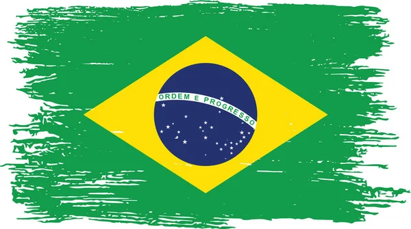 Brasilien Flagge Mit Pinselfarbe Strukturiert Isoliert Auf Png Oder Transparentem — Stockvektor