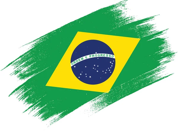 Drapeau Brésil Avec Peinture Pinceau Texturé Isolé Sur Fond Png — Image vectorielle