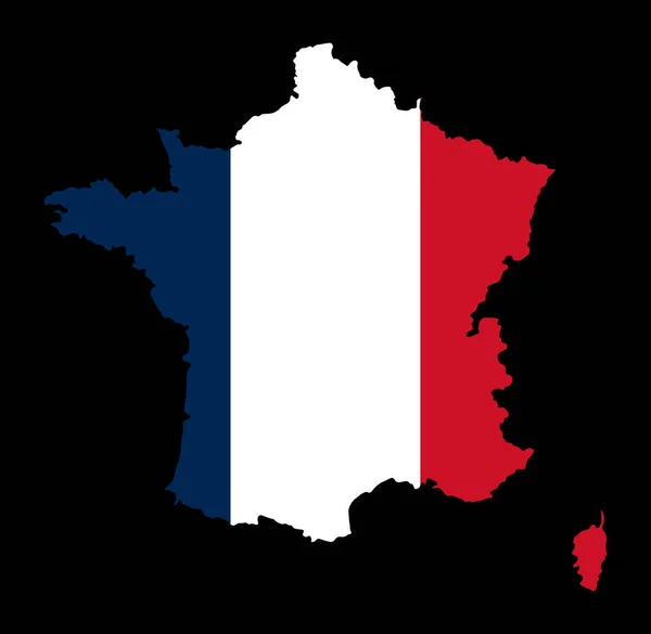 透明な背景の地図上のフランスの旗 — ストックベクタ