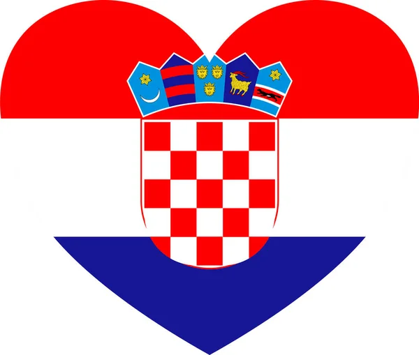 透明な背景に孤立したハート型のクロアチア国旗 — ストックベクタ