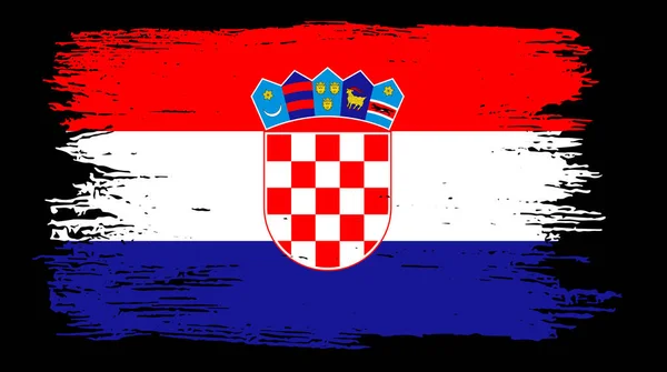 Drapeau Croatie Avec Peinture Pinceau Texturé Isolé Sur Fond Png — Image vectorielle