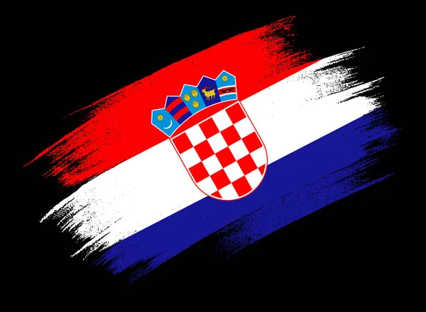 克罗地亚国旗 带有笔画纹理 在色调或透明的背景上隔离 象征克罗地亚 横幅模板 顶级体育国家 — 图库矢量图片