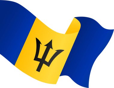 Barbados bayrak dalgası png veya şeffaf arkaplanda izole edilmiş, sembol Barbados, afiş, kart, reklam, promosyon ve iş eşleşen ülke posteri, vektör ilülasyonu şablonu