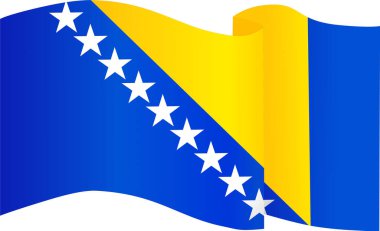 Bosnia and Herzegovinaflag wave isolated on png or transparent background