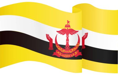 Brunei flag wave isolated on png or transparent background