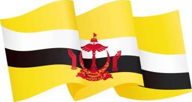 Brunei flag wave isolated on png or transparent background