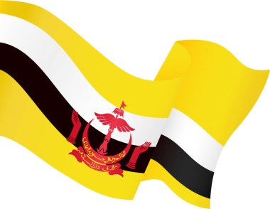 Brunei flag wave isolated on png or transparent background