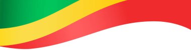Republic of the Congo flag wave isolated on png or transparent background