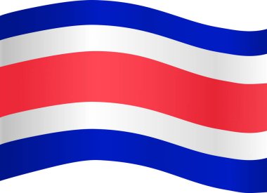 Costa Rica flag wave isolated on png or transparent background