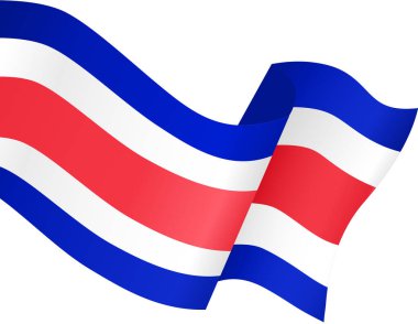 Costa Rica flag wave isolated on png or transparent background