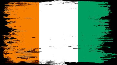 Cote d'Ivoire flag with brush paint textured isolated  on png or transparent background