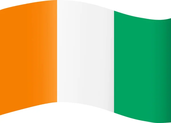 Cote Ivoire Flag Wave Isolated Png Transparent Background — Vettoriale Stock