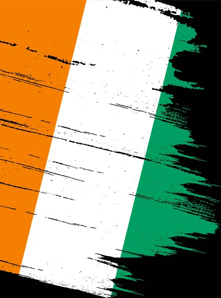 Cote Ivoire Flag Brush Paint Textured Isolated Png Transparent Background — стоковый вектор