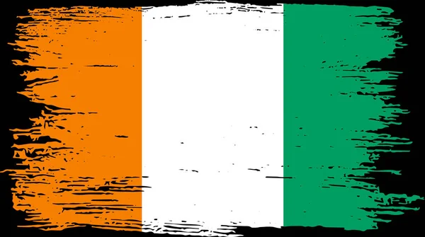 Cote Ivoire Flagga Med Pensel Färg Strukturerad Isolerad Png Eller — Stock vektor