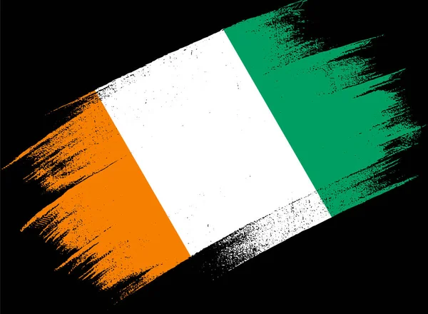 Cote Ivoire Flag Brush Paint Textured Isolated Png Transparent Background — Vector de stock