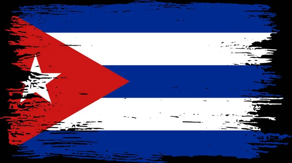 Bandera Cuba Con Pincel Texturizado Aislado Sobre Fondo Png Transparente — Vector de stock