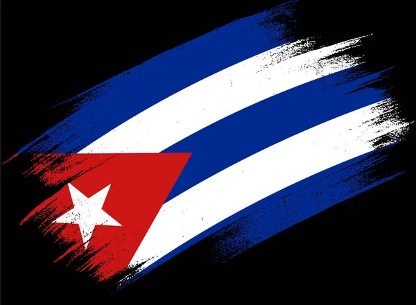 古巴国旗 刷漆纹理分离在平整或透明的背景上 — 图库矢量图片