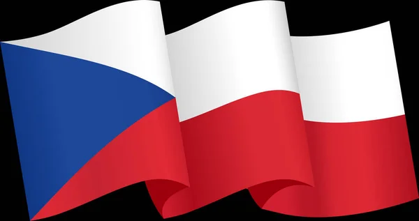 Repubblica Ceca Bandiera Onda Isolata Sfondo Png Trasparente — Vettoriale Stock