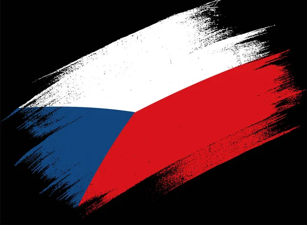 Tjeckien Flagga Med Pensel Färg Strukturerad Isolerad Png — Stock vektor