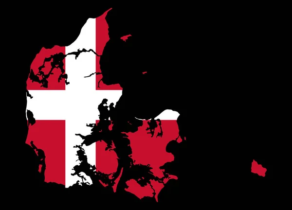 Flaga Danii Mapie Przejrzystym Tle — Wektor stockowy