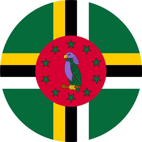 Dominica Bandeira Botão Fundo Branco —  Vetores de Stock