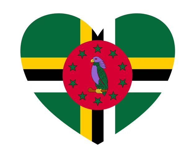 透明な背景に隔離されたハート型のドミニカ国旗 — ストックベクタ
