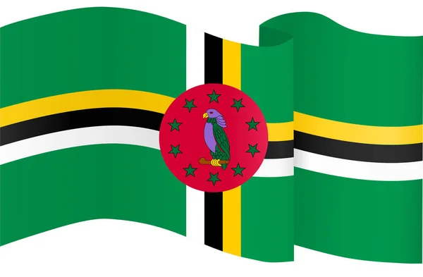 Dominica Flag Wave Isolated Png Transparent Background — Stock Vector