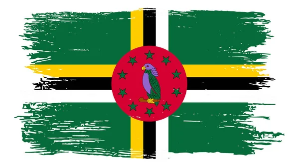 Bandiera Dominica Con Vernice Pennello Strutturato Isolato Png Sfondo Trasparente — Vettoriale Stock