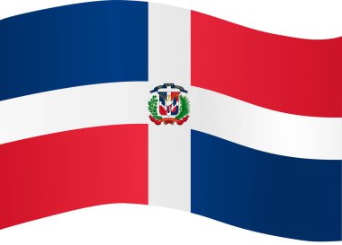 Dominik Cumhuriyeti bayrağı dalgası png veya şeffaf arkaplanda izole edildi